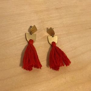 Orange Red Madewell Tassel Earrings
